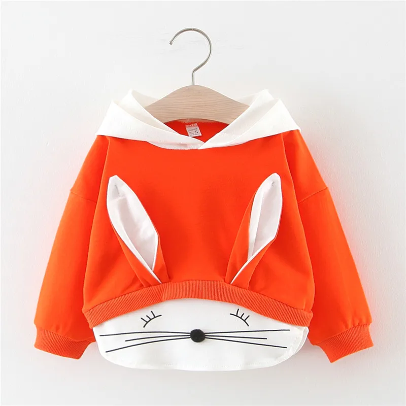 Весенне осенние Топы для маленьких девочек хлопковая толстовка с капюшоном