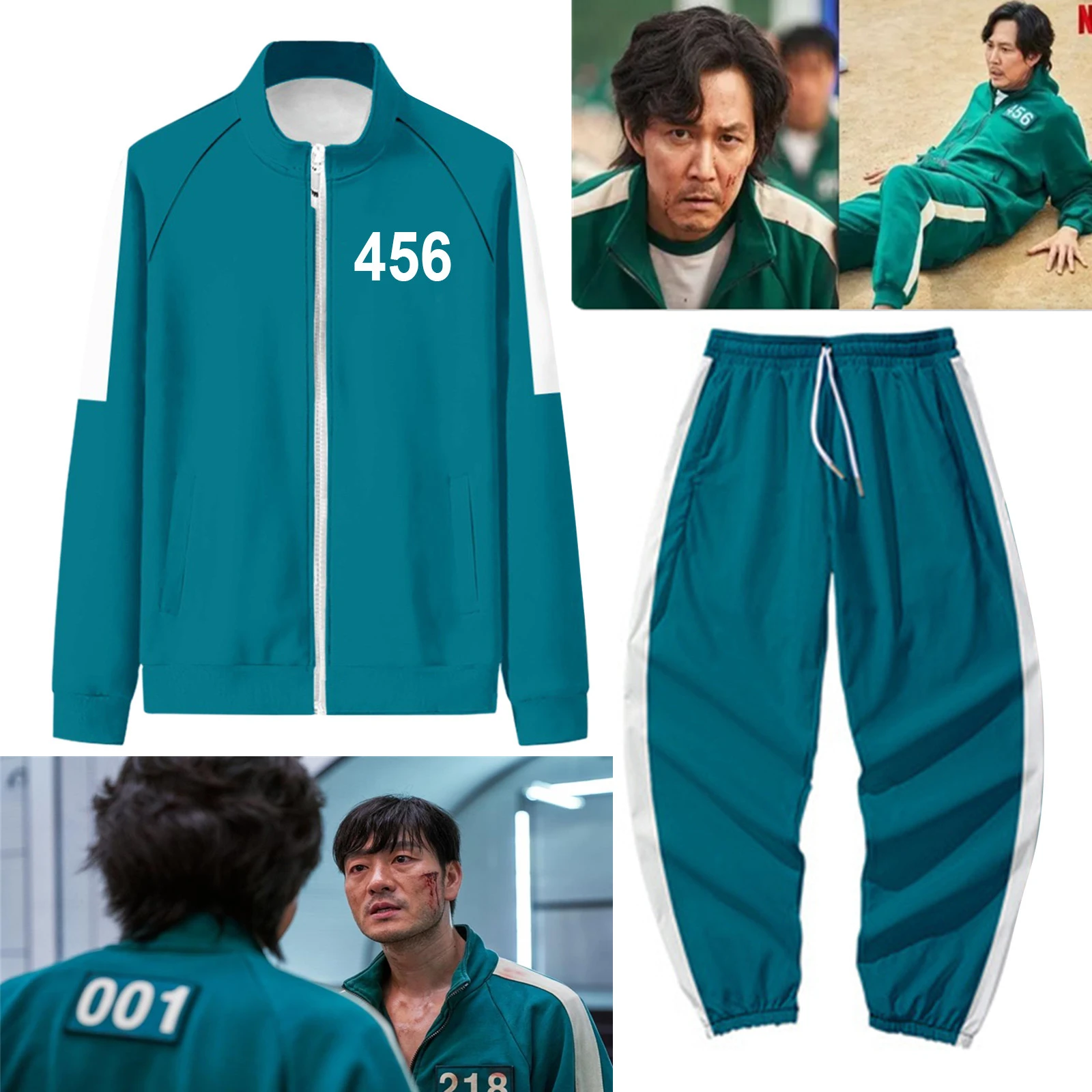 

Korean TV Play Squidgame Costume Li Zhengjae Same Style Sportswear 456 067 Top Disfraz Calamar Jacket Sweater Pant Cosplay Suits