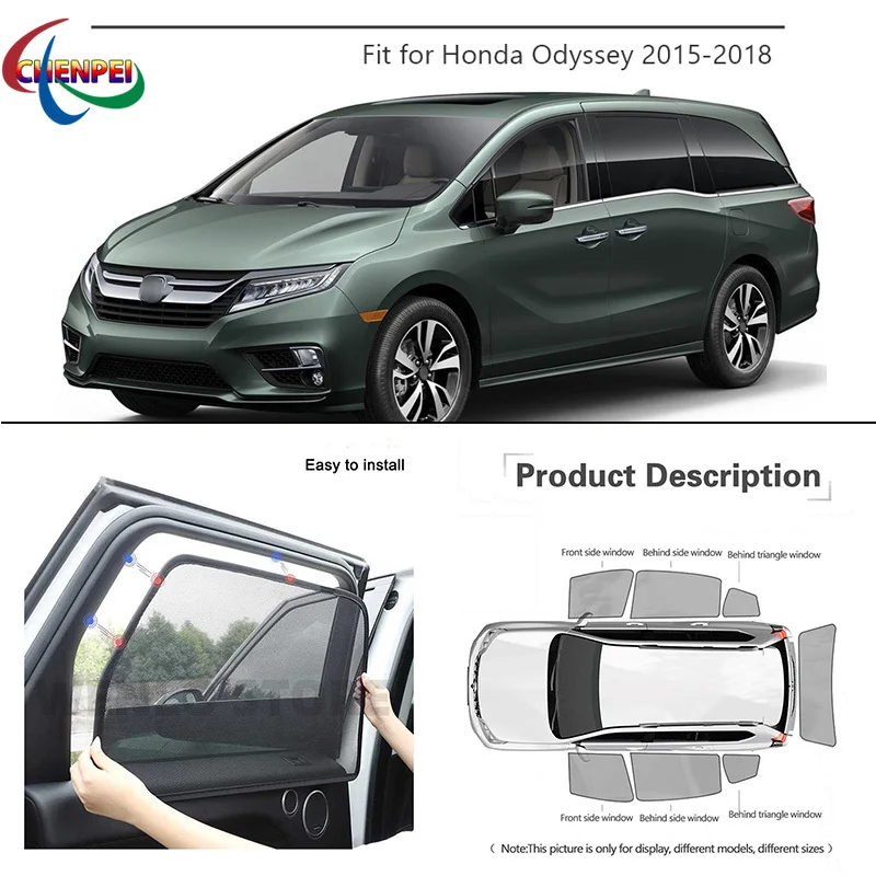 For Honda Odyssey 2015 Car Full Side Windows Magnetic Sun Shade UV Protection Ray Blocking Mesh Visor Decoration Accessories