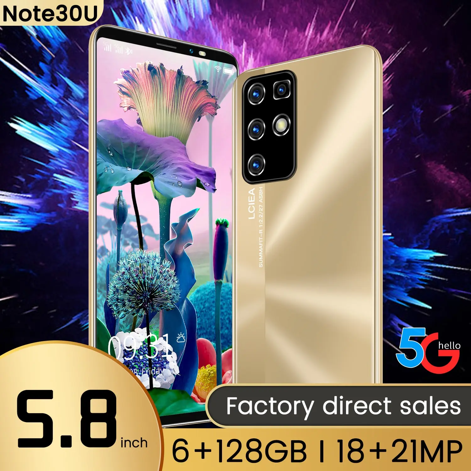 

Note30u 6gb+128gb Fingerprint Id Face Unlock 18+21mp Dual Sim Smart Phone Mtk6895 Andriod 10 Cell Phones Cell Phone