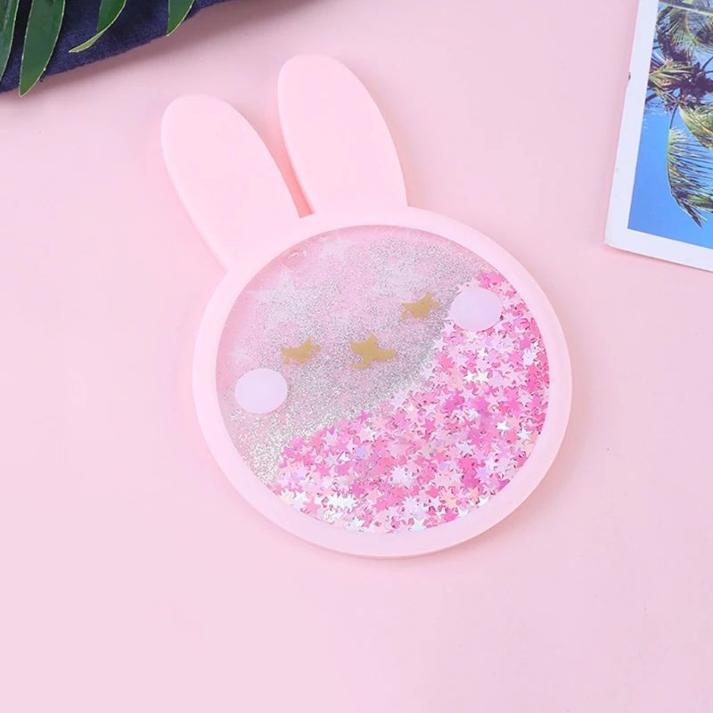 

1pcs 5inch Cute Shining PVC Quicksand Coasters for Table Protection,Handmade Heat-Resistant Coasters,great Gift for Girls Women