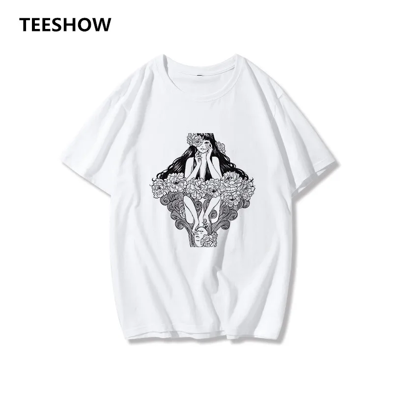 

Japanese cartoon personality vintage printed T-shirt female summer Harajuku white fashion O-neck casual women t-shirt fashion