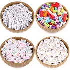 Бусины разных размеров, белые, золотые, черные бусины с надписью надпись, прямоугольные бусины с отверстием, для самостоятельного изготовления ювелирных изделий для ожерелий и браслетов, 2040100 шт.