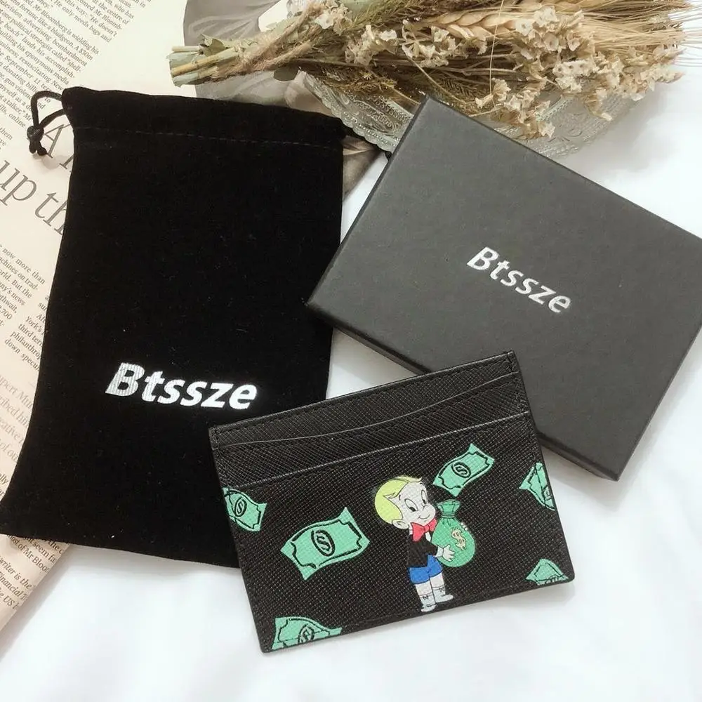 Btssze роскошный бренд монополия мультяшный узор кожаный банк визитница кошелек