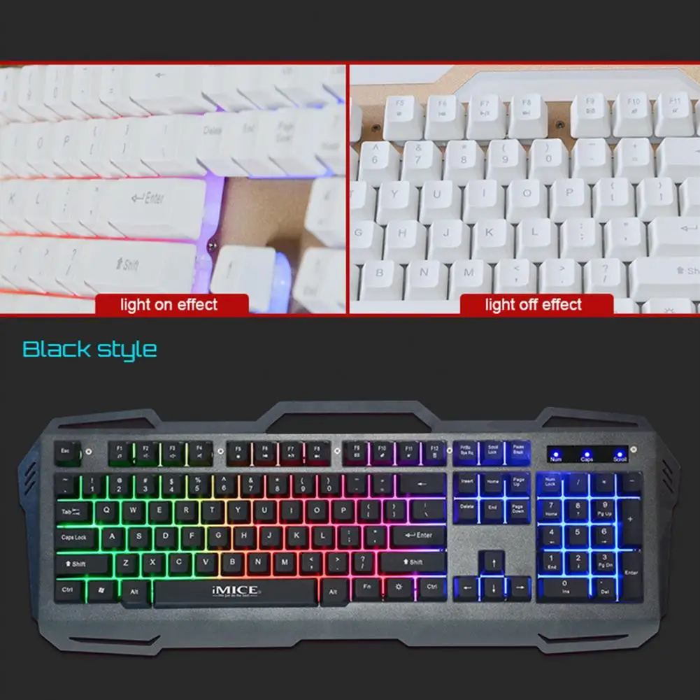 

IMICE AK-400 Backlight Keyboard Colorful with LED Light Computer Accessories Gamer Keyboard with Liquid Diversion Hole for Home