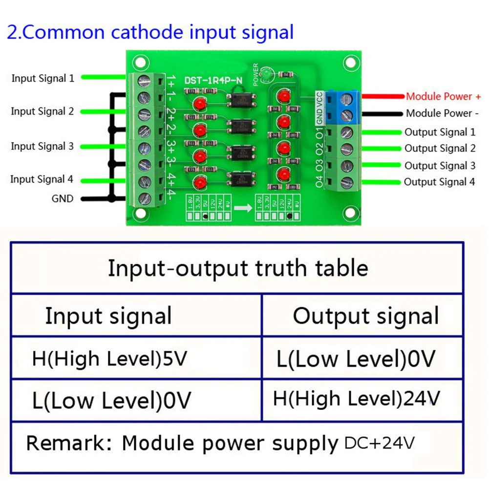 Плата преобразователя 5 В в 24 4 канальная оптопара изоляционная плата