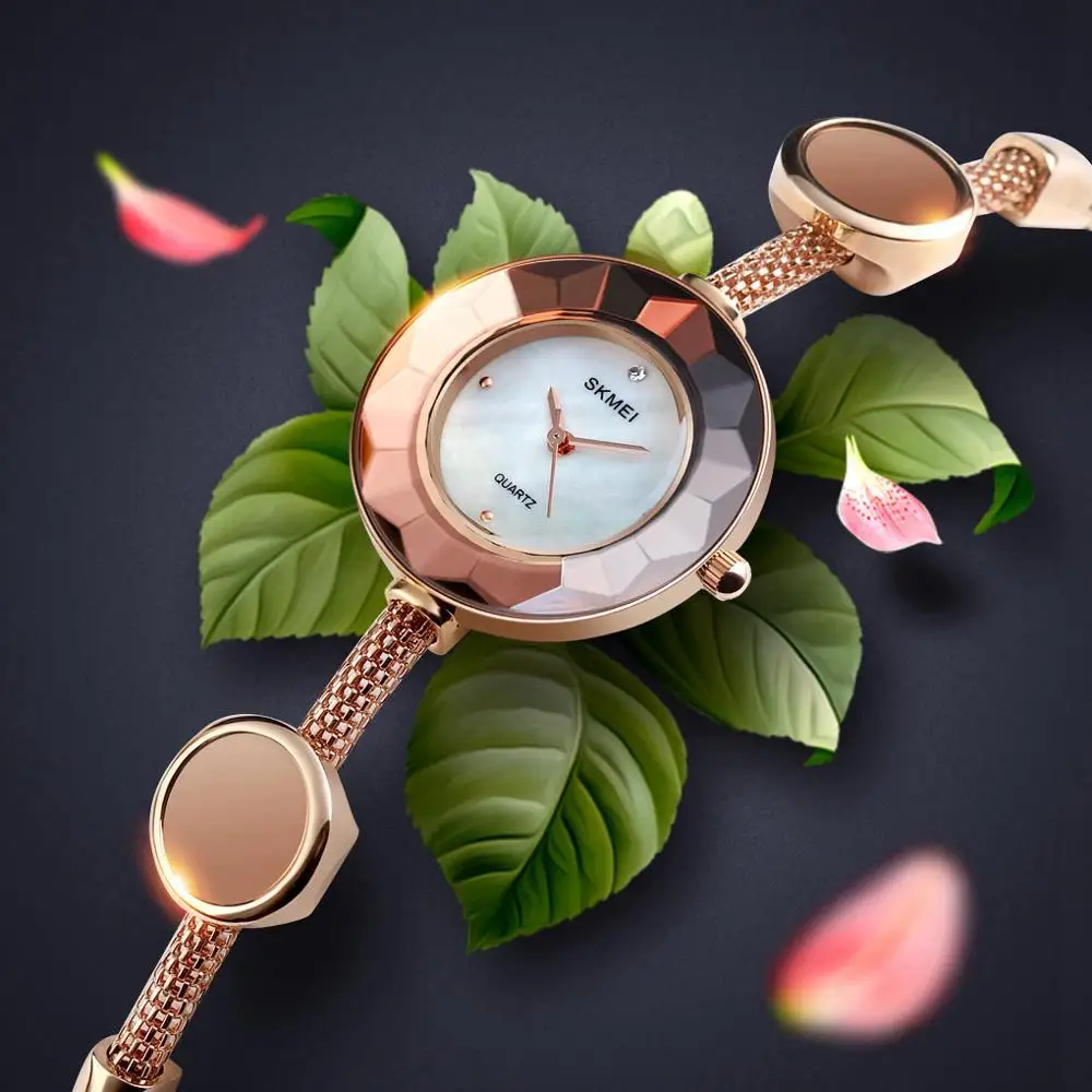 Часы наручные SKMEI Женские Кварцевые водонепроницаемые модные с браслетом из