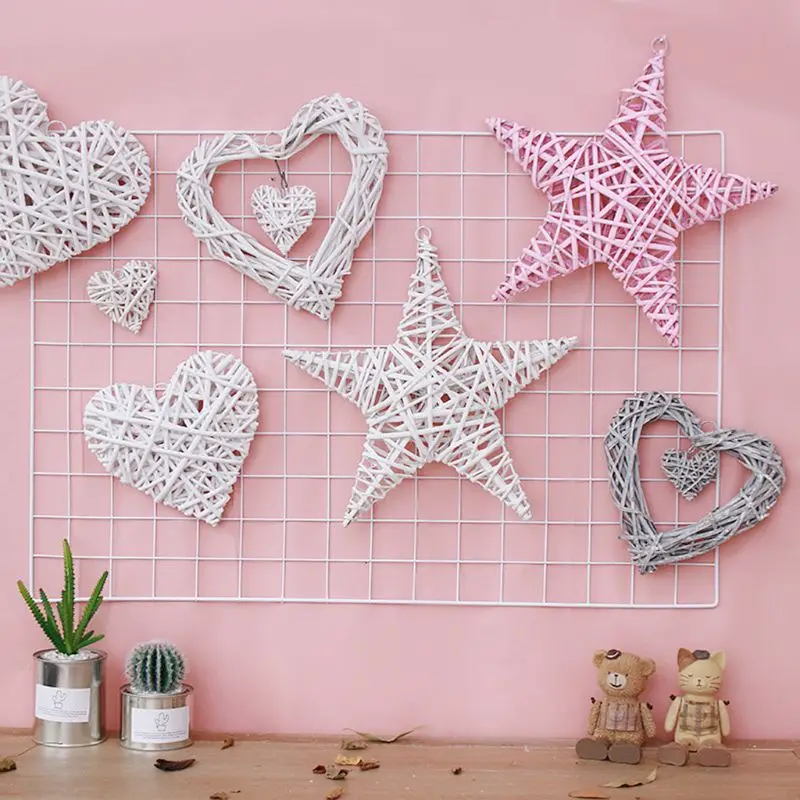 Шикарные плетеные Висячие сердца серый белый Искусственные венки DIY сердце