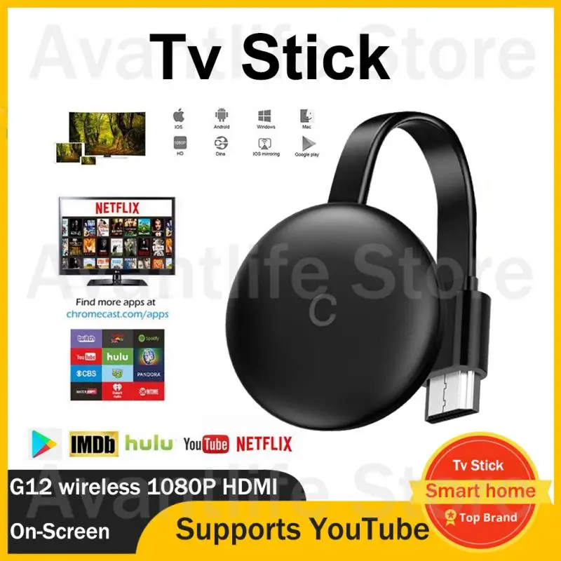 

G12 TV Stick For Google Home Smart Wireless Screen Mirror Receiver 1080P HDMI-Compatible Converter Cable Plug Play