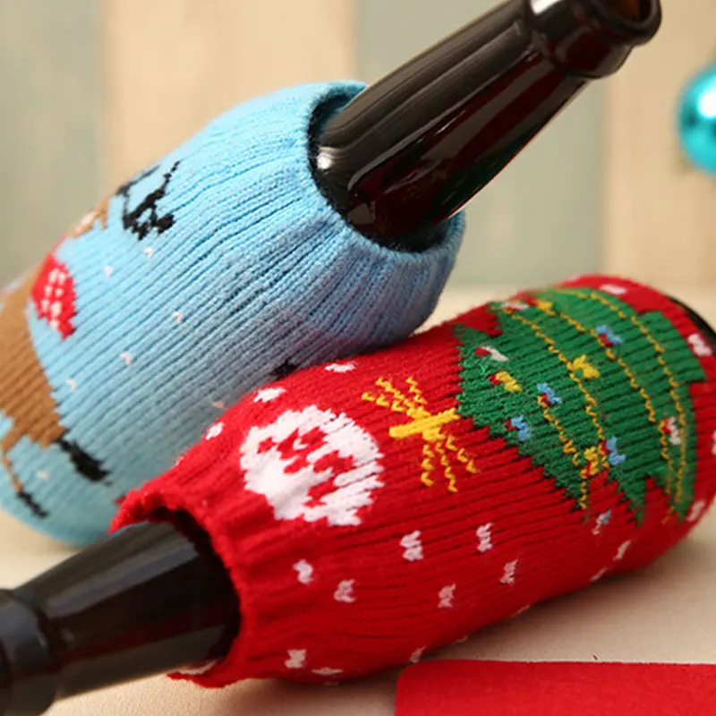 Рождественский чехол для пивной бутылки Снежинка Дерево Узор вечерние украшения