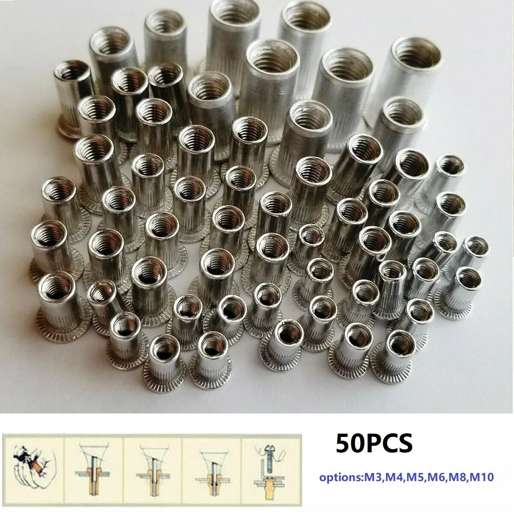 

Rivet Nut Insert Stainless Steel Thread 50Pcs Insert M6-M10 Nut Nutsert