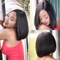 short blunt cut bob human hair wig lace front human hair wigs pre plucked for black women cheap wig with free shipping 10 12inch