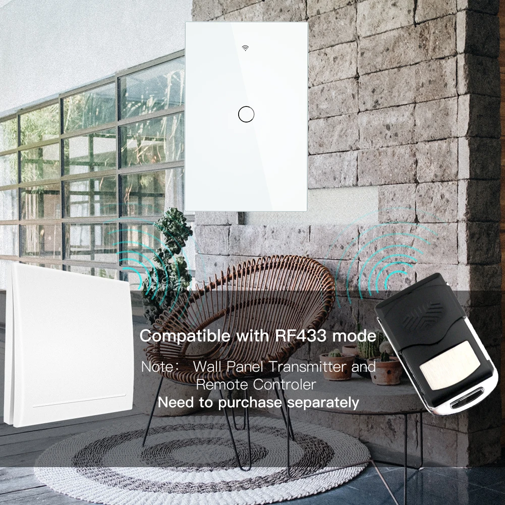 RF433 WiFi умный настенный выключатель света стеклянная панель Smart Life Tuya приложение