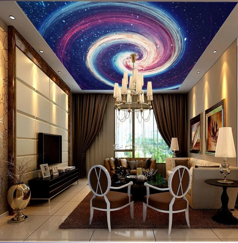 Пользовательские 3D фото обои потолки красивое звездное небо с красочным