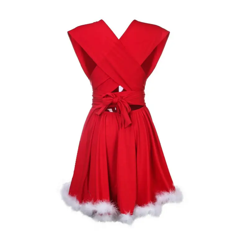 Рождественские одинаковые платья для всей семьи вечерние без рукавов красного