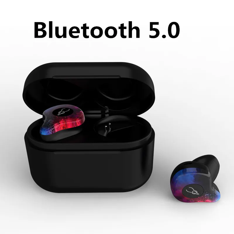 Беспроводные Bluetooth наушники 5,0 с зарядным ящиком, черные бинауральные наушники-вкладыши, спортивные наушники для бега, розовая Водонепроницаемая стереогарнитура - Цвет: flame