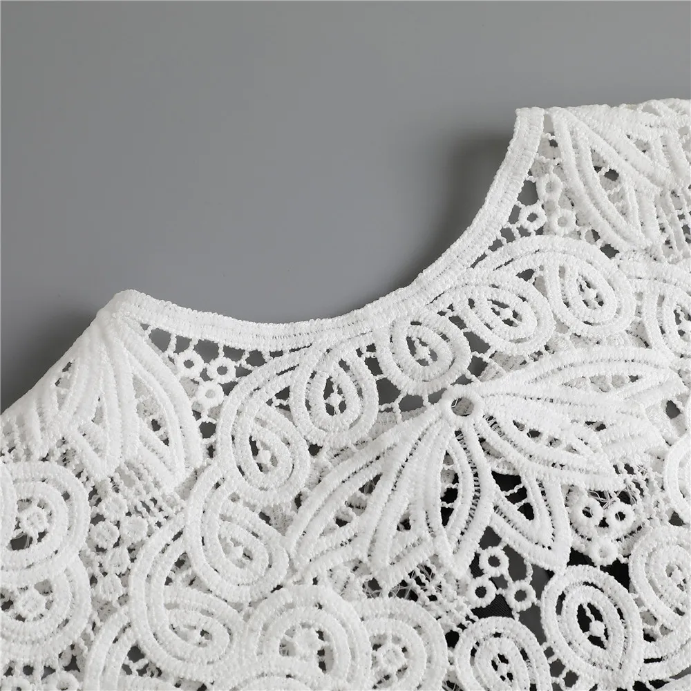 Linbaiway Cotton Fake Collar Women Detachable Lace Floral Shirt False Blouse Top Female Removable Lapel Decor |