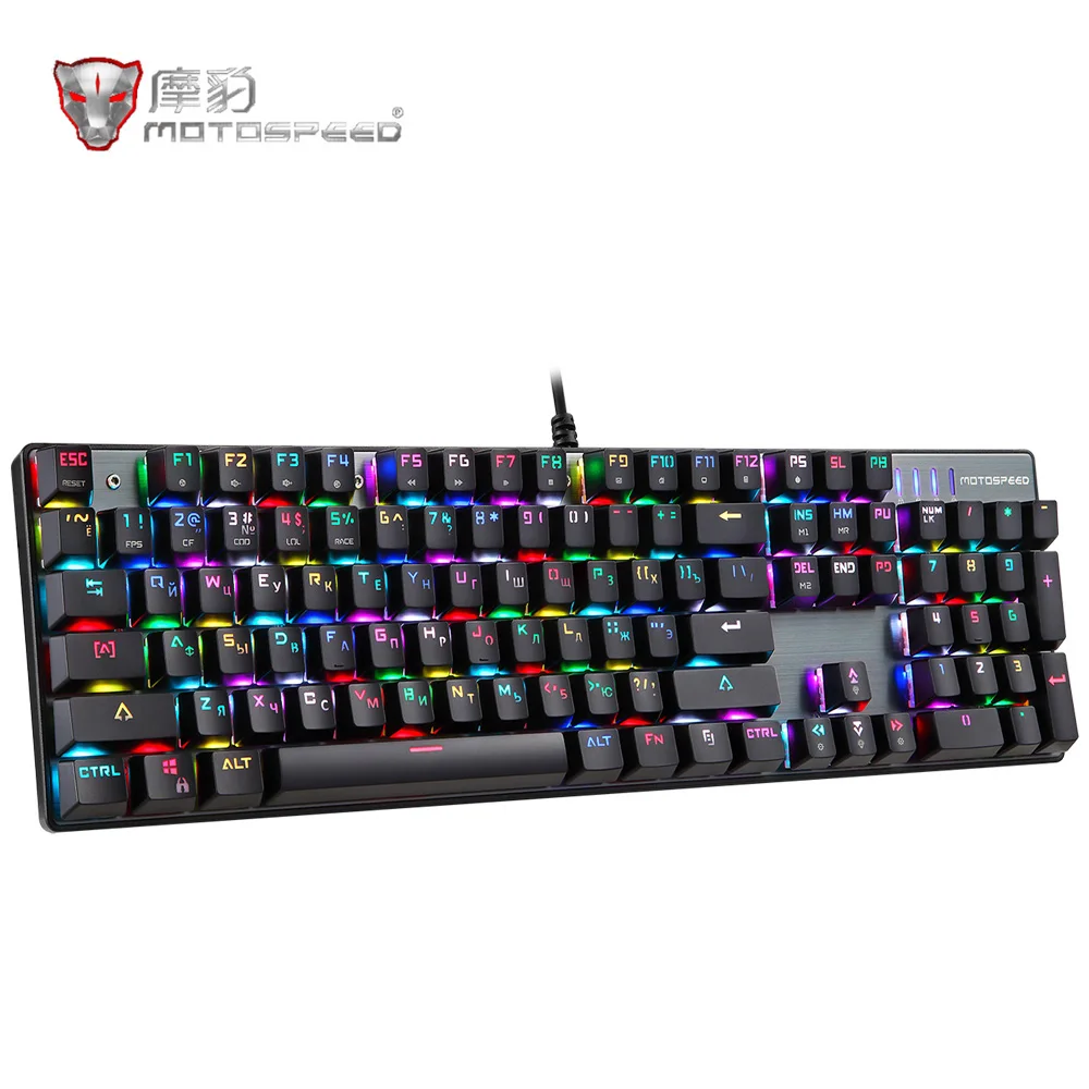 Motospeed CK104 металлический переключатель с 104 клавишами RGB игровая Проводная Механическая клавиатура светодиодный с подсветкой анти-привидение для геймерского компьютера