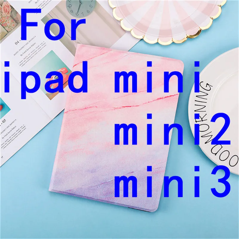 pink Для iPad 9,7 чехол A1893 планшетный чехол Мрамор из искусственной кожи смарт-чехол для iPad 2/3/4/5/6 Air 2 Mini 1 2 3 4 5 Funda - Цвет: pink