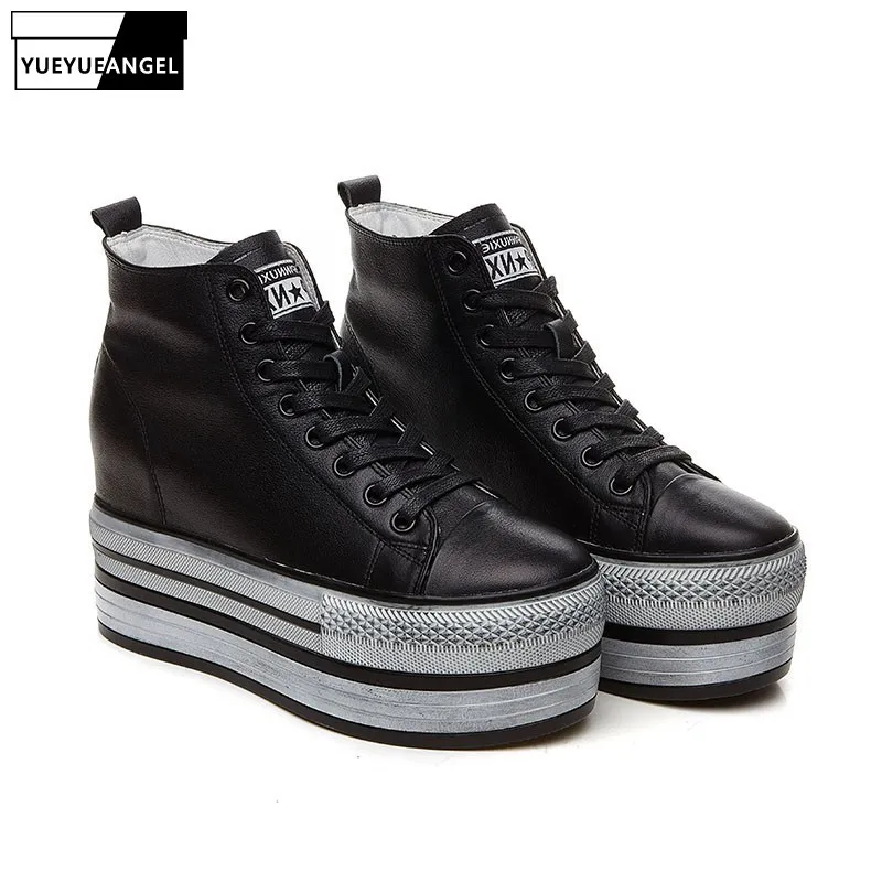 Новинка Брендовая женская обувь с высоким берцем на толстой платформе