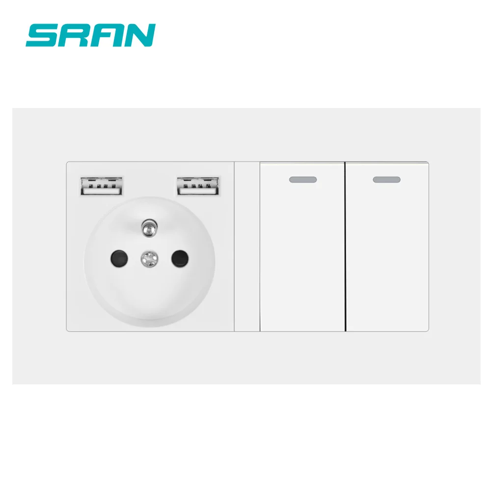 Розетка SRAN с переключателем качалкой 220 В 16 А настенная розетка usb 146 мм * 86 панель
