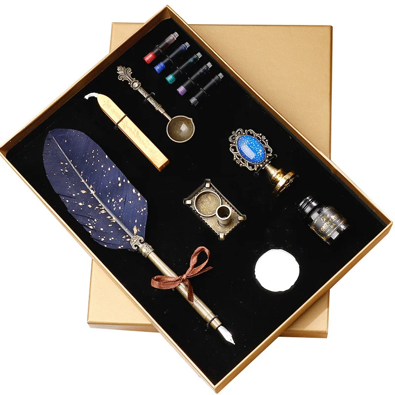 Винтажные наборы ручек с перьями новинка разбрызгиваемый карандаш золотыми