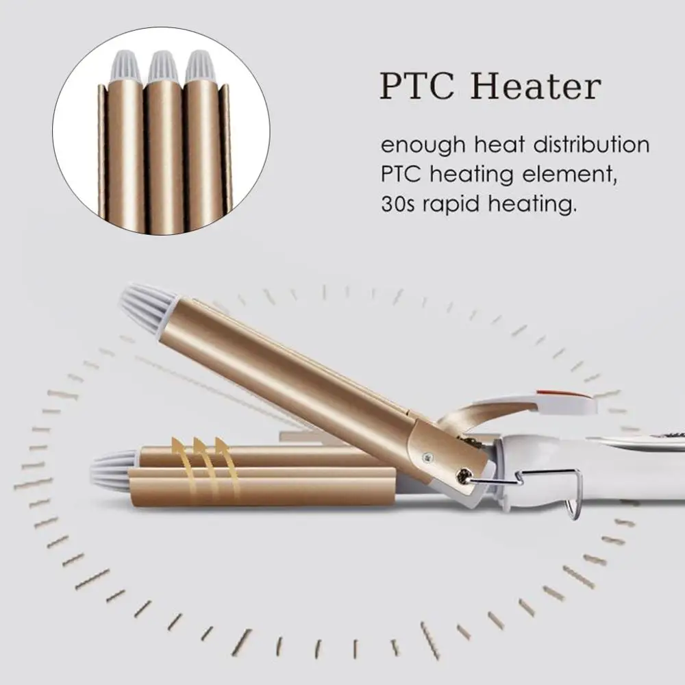 Kemei Hair Curling Iron Ceramic Triple Barrel Styler Waver Styling Tools Professional Electric Curler EU Plug KM-1010 | Красота и
