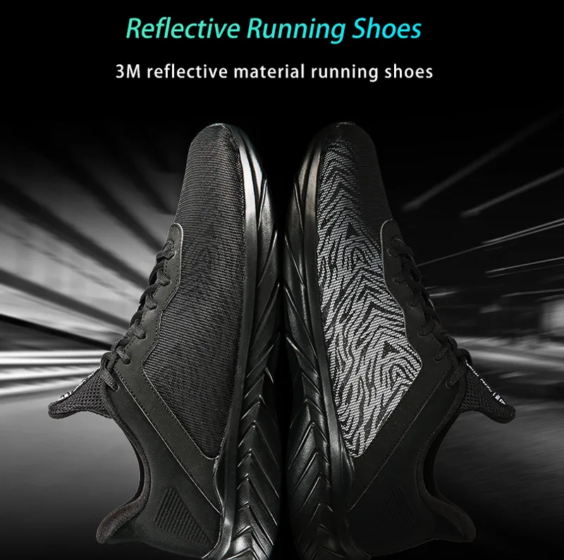 PEAK Men Running Shoes Low-cut Lightweight Woven Non-slip Casual Shoes Reflective Night Running Sneakers Autumn Winter Footwear