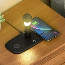 3 in 1 Wireless Charger for iPhone Airpods Apple Watch Docking Station Desk Top LED Lamp QI 15W Fast Inductive Charging Stand