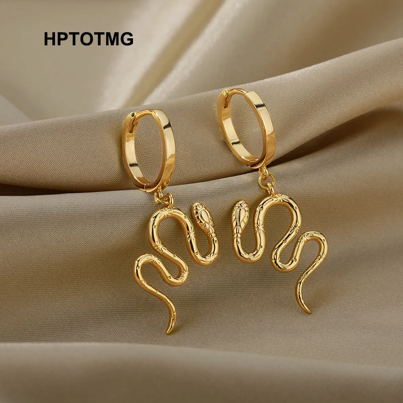 

Goth Vintage Snake Hoop Earrings for Women Gold Snake Drop Earrings 2021 Trend Piercing Exaggerated Jewelry Gifts pendientes