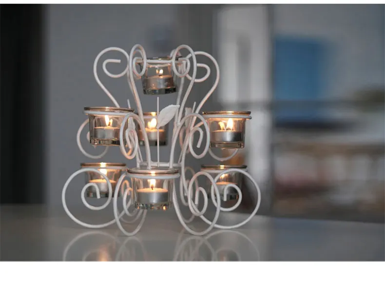 Ретро скандинавский подсвечник стеклянный белый металлический современный