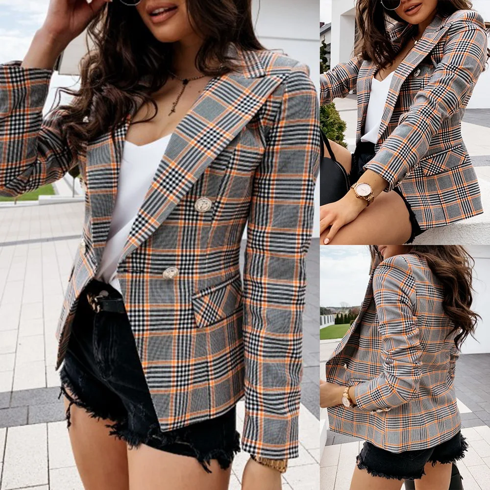 New Women Jacket Office Lady Top Long Sleeve Plaid OL Style Coat Elegant Business Ladies Dames Veste Femme | Женская одежда