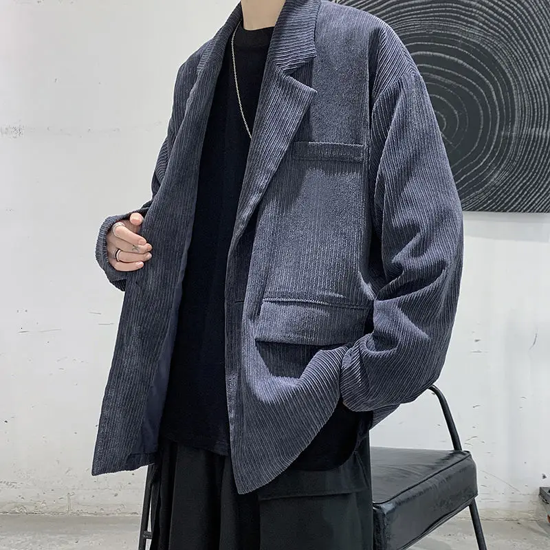

Spring Autumn Corduroy Casual Suit Men Korean Fashion Loose Business Formal Suit Men Streetwear Solid Color Retro Jacket Men