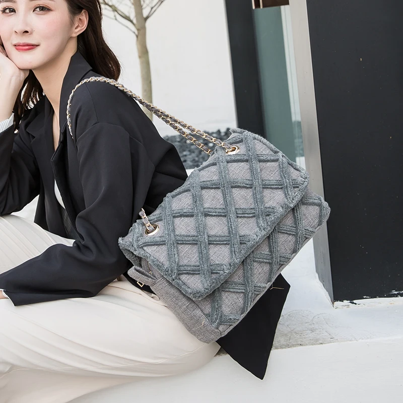 

Fashion Large Shoulder Bag Women Travel Bags Canvas Quilted Bag Female Luxury Handbags Women Bags Designer Sac A Main Femme