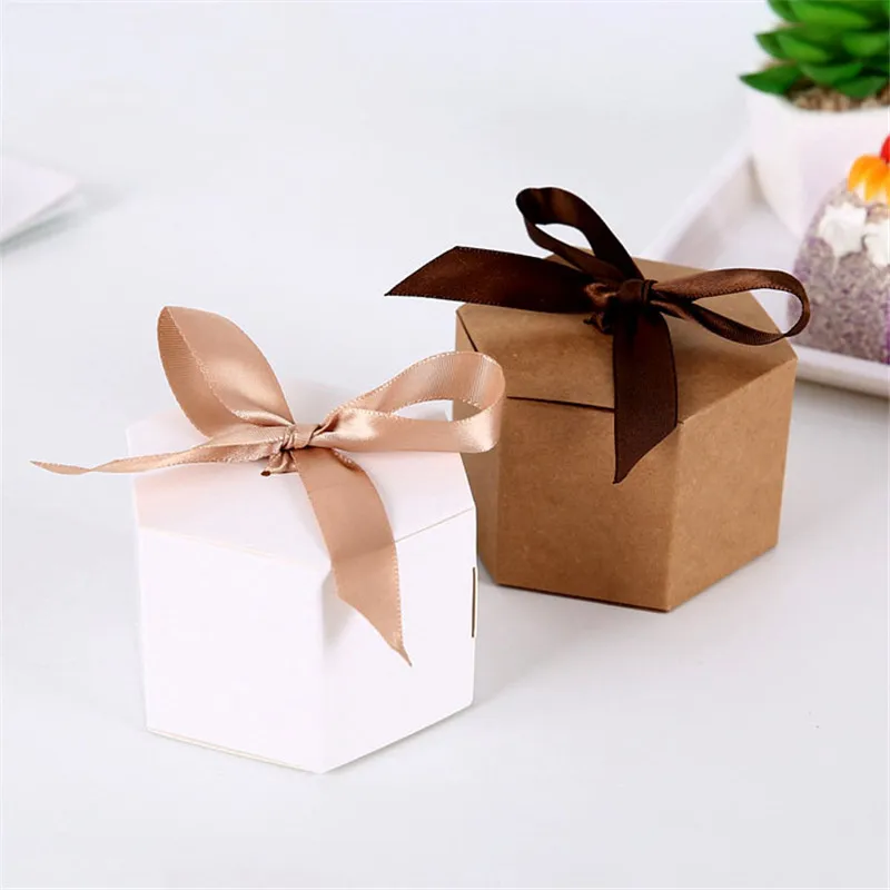 

5/10/20pcs Cookie Biscuit Box for Wedding Party Mother's Day Gift Bags Creative Ribbon Bowknot White Kraft Cardboard Candy Boxes