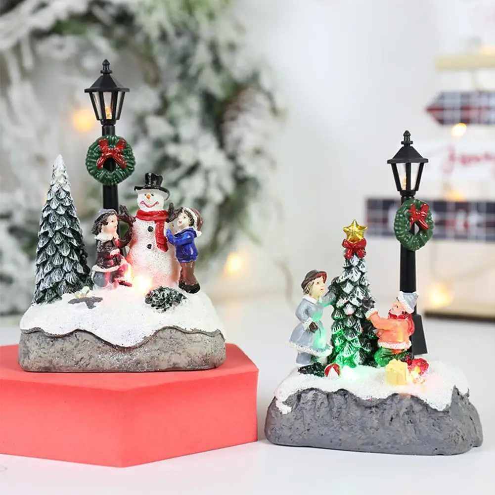 

Cute Christmas LED Lighted House Hand-Painted Tabletop Up Light Centerpieces Holiday Scene Gift Decoration Village S4L6
