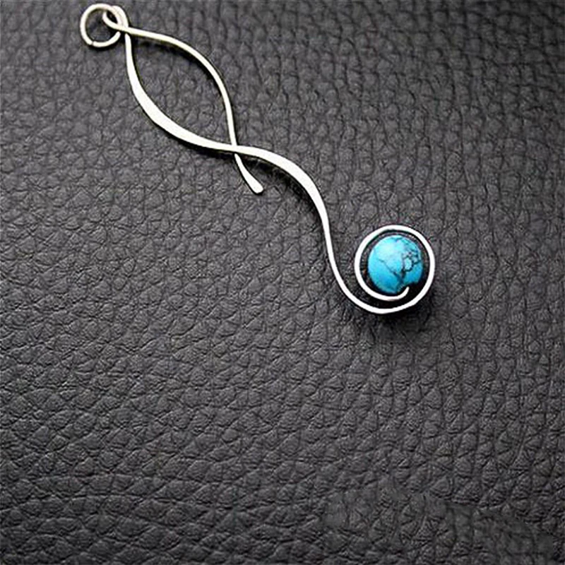 Huitan новые модные женские серьги капли простой дизайн волны солитер синий камень