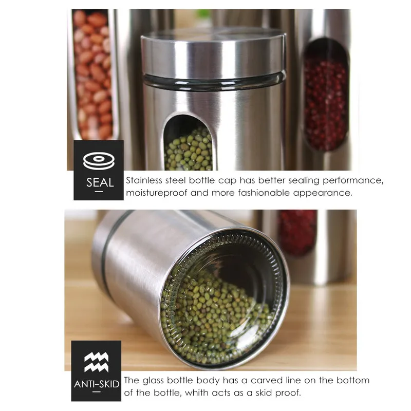 Нержавеющая сталь Стекло Еда контейнеры для хранения с крышкой прозрачная