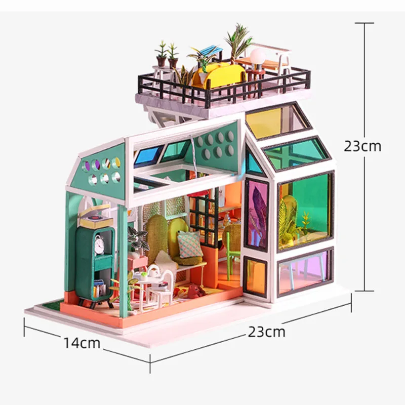 

Art DIY Cottage Three-dimensional Jigsaw Creative, Pure Manual Assembly Color Glass Room Micro Landscape Model Furnishings