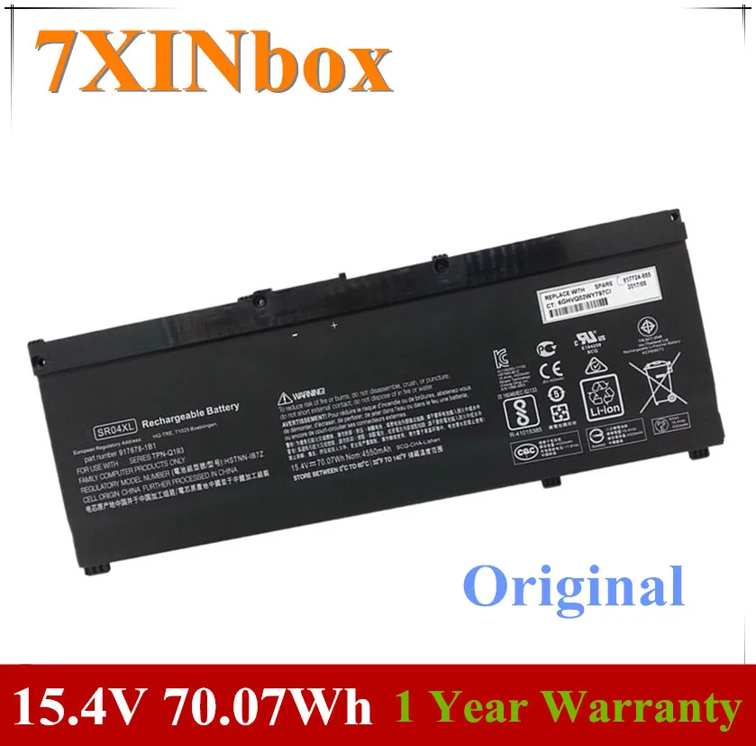 7xinbox 15 4 V 70.07Wh 4550mAh оригинальный SR04XL Аккумулятор для ноутбука HP 15-CE015DX 917678-1B1 917724-855