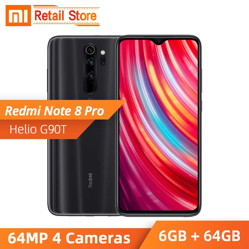 Xiaomi Redmi Примечание 8 pro 6 ГБ 64 Гб Смартфон Helio G90T Octa Core 64MP Quad Камера 4500 мА/ч, 6,5" FHD мобильного телефона NFC
