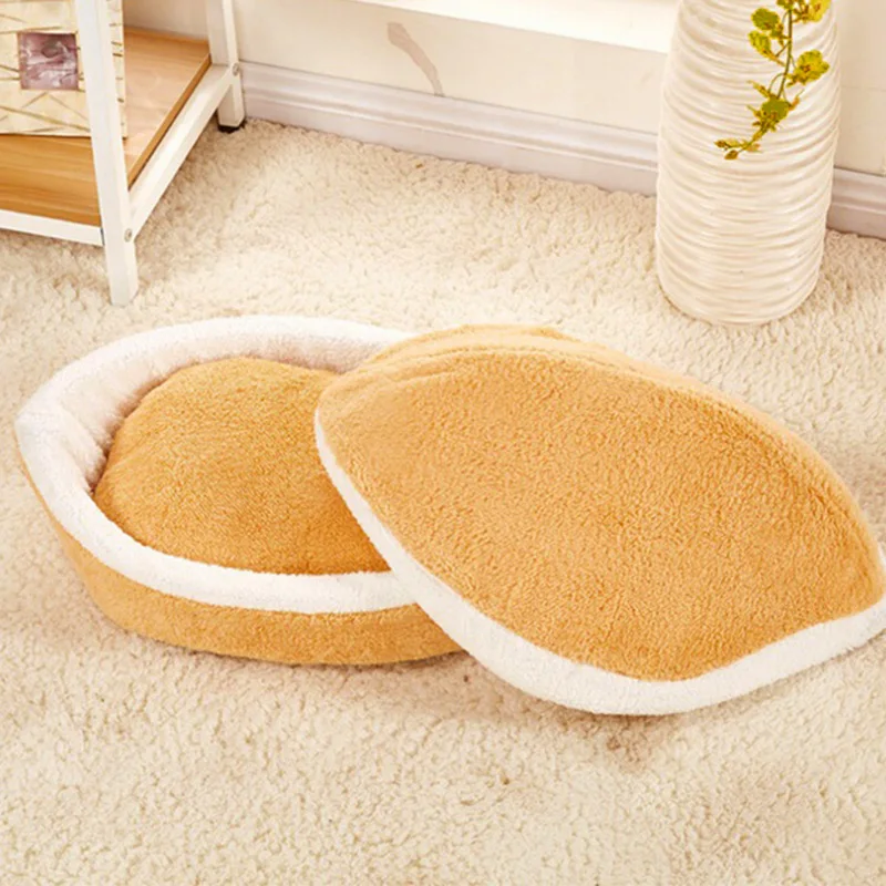 

Pet Bed Removable Sofas Mat Short Plush Small Warm Puppy Kennel Nest Pet Products Cat Sleeping Bag Hamburger Dog House