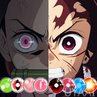 UYAAI Pair Cosplay Contact Lenses Anime Lenses Demon Slayer Nezuko Demon Eye Lense Tanjiro Lenses Daki Eye Cat Eye Pink Lenses