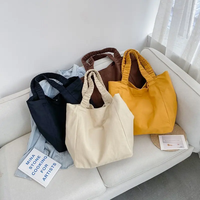 

Solid Canvas Women Handbags Female Shoulder Bags Women Totes Large Capacity Shopping Bags Travel Light Ladies Messenger Bag