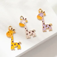 10pcs enamel girafee charms pendant for jewerly diy making bracelet women earrings necklace accessories findings craft 14x24mm