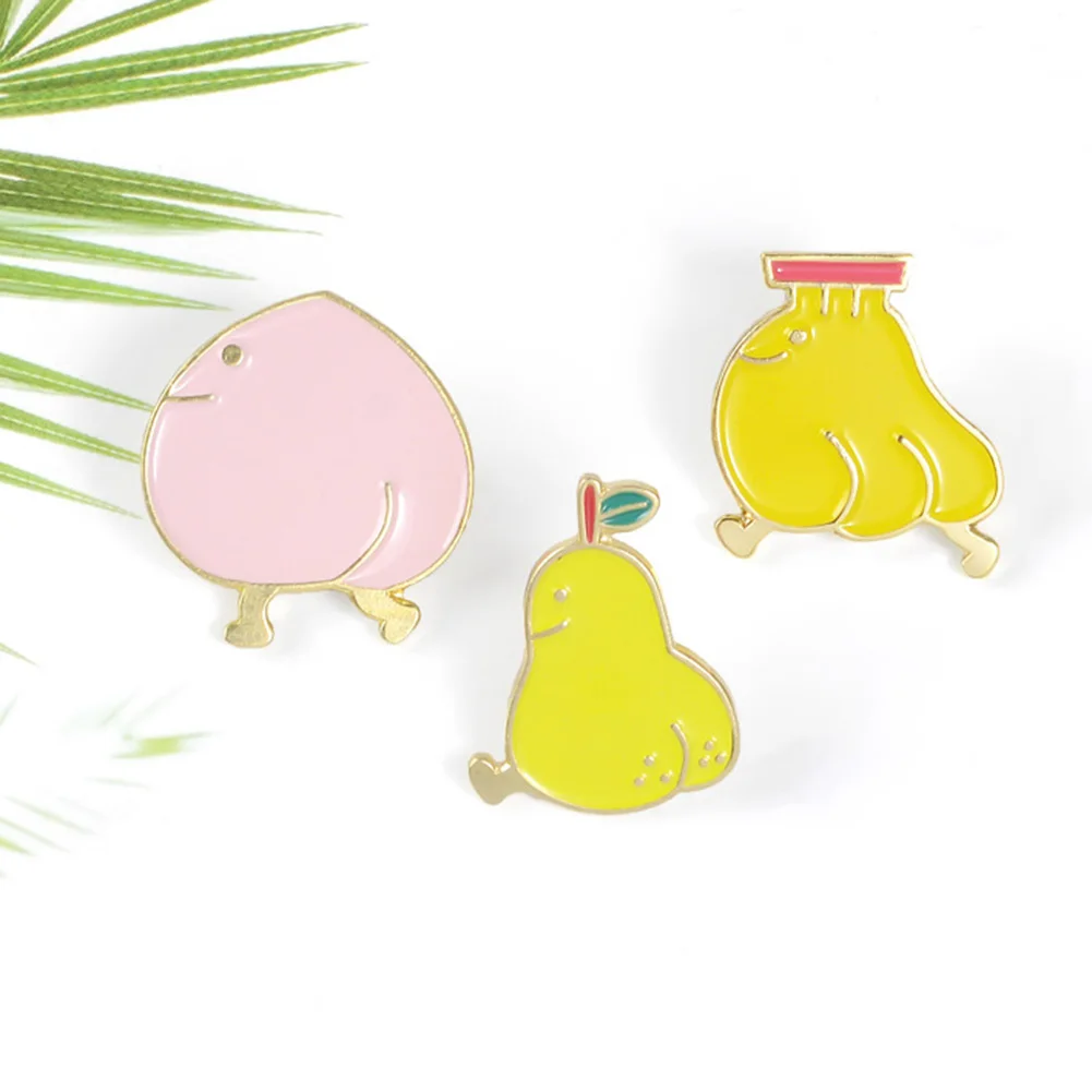 Унисекс прогулочная персиковая груша фруктовая эмалированная брошь значок шаль