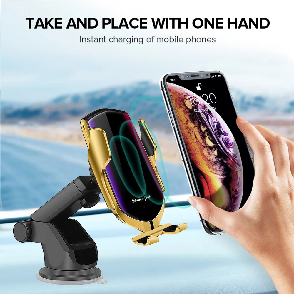 Automatic Car Wireless Charger 10W Mount for iPhone 12 11 XR XS 8 Samsung S20 S10 Qi Fast Charging Infrared Sensor Phone Holder | Мобильные