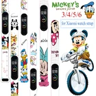 Ремешок силиконовый для Xiaomi Mi Band 4 3 5 6, сменный Браслет с изображением Микки и Минни-Маус и Граффити Для XiaoMi band 4 5