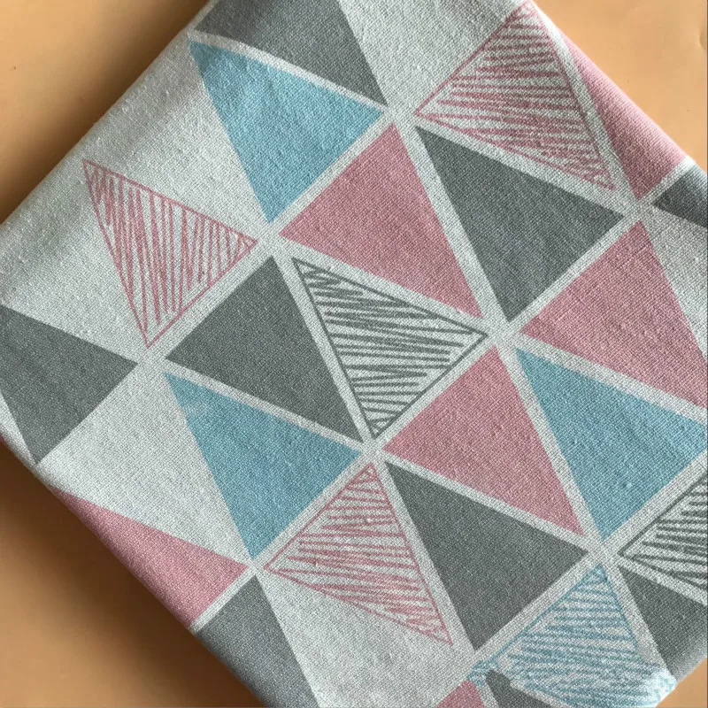 Plaid Series Geometric Patterns Printed Cotton Linen Fabric DIY Sewing Linen Cotton Fabric Canvas Material Tablecloth Pillowcase