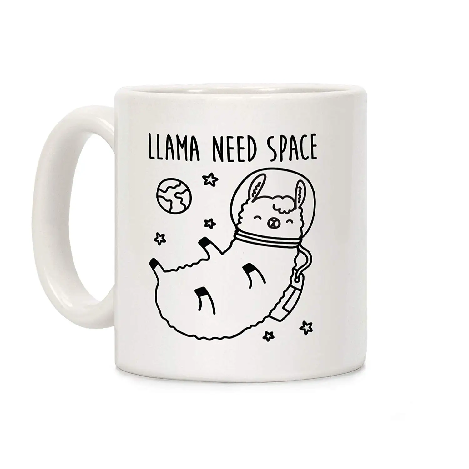 Белая керамическая кофейная кружка с ламой для пародии пространства 11 унций | Дом